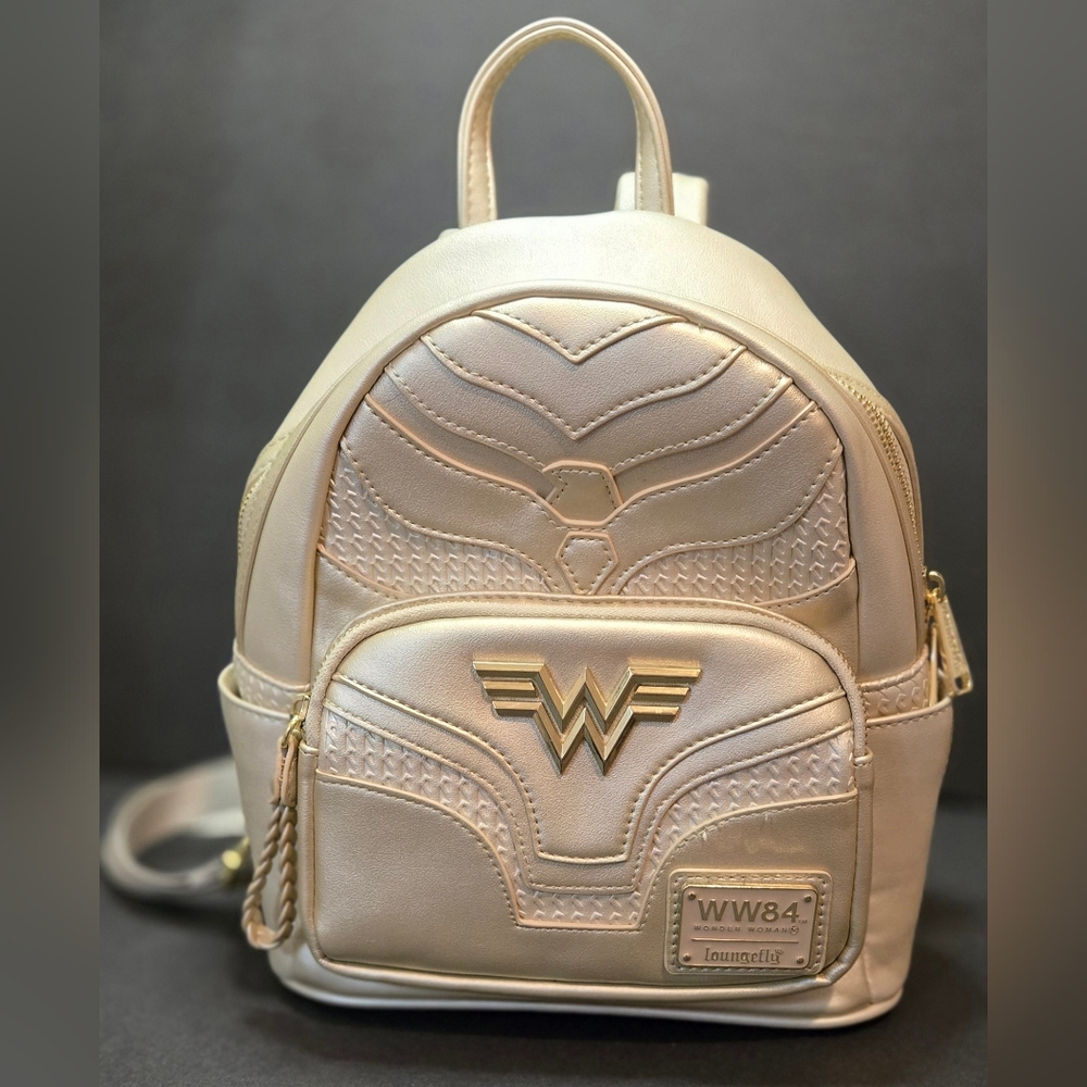 Loungefly x DC Comics WW84 Wonder Woman 1984 Cosplay Mini Backpack White Gold